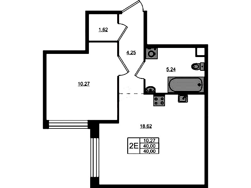 1-комнатная квартира 40 м², 2/5 эт., ЖК «Plus Пулковский»